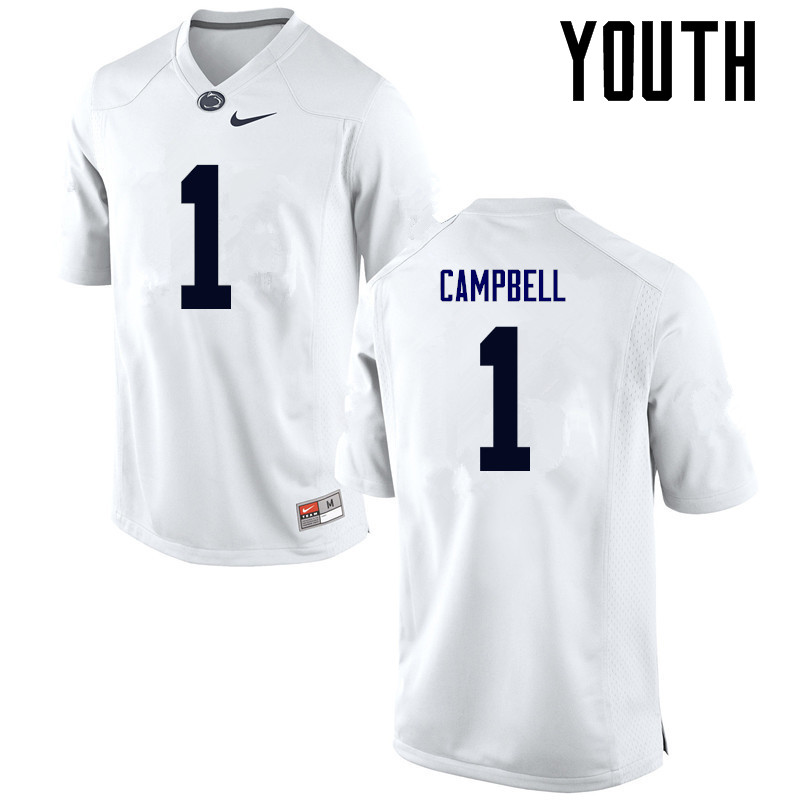 Youth Penn State Nittany Lions #1 Christian Campbell College Football Jerseys-White - Click Image to Close